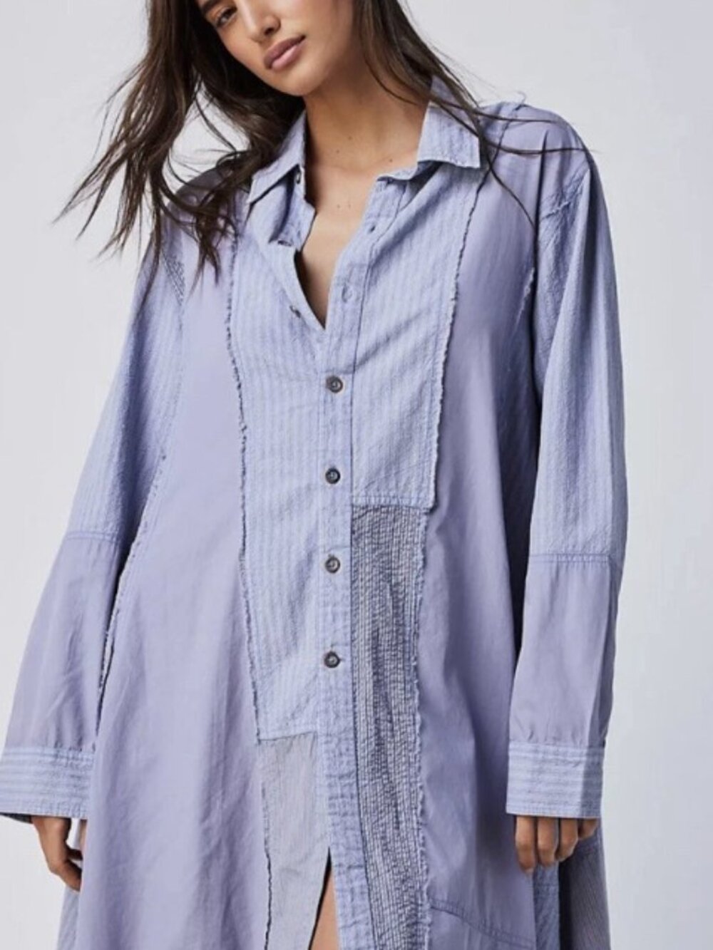 We The Free Free People Remade Maxi Shirt Dress | Blue Large